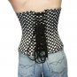 Black N White Polka Dot Satin Halloween Steampunk Waist Cincher Overbust Corset