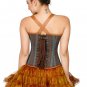Cotton & Leather Straps Steampunk Halloween Waist Training Overbust Corset