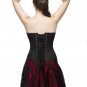 Black Satin Halloween Costume Burlesque Waist Training Overbust Corset