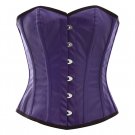 Blue Faux Leather Goth Halloween Costume Steampunk Bustier Overbust Corset Top