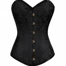 Black Brocade Spiral Steel Boned Goth Halloween Costume Burlesque LONG Coset