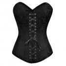 Black Brocade Spiral Steel Boned Goth Halloween Costume Burlesque Overbust Top
