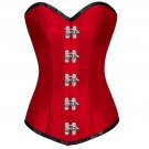 Red Satin Seal Lock Halloween Costume Bustier Waist Shaper LONG Overbust Corset
