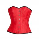 Red Leather Halloween Steampunk Costume Waist Tranining Overbust Corset Top