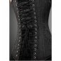 Black Brocade Goth Halloween Costume Burlesque Bustier Front White Lace LONG Top