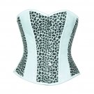 Black White Print Leather Goth Halloween Costume Steampunk Bustier Overbust Top