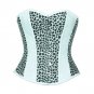Black White Print Leather Goth Halloween Costume Steampunk Bustier Overbust Top