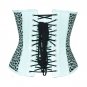 Black White Print Leather Goth Halloween Costume Steampunk Bustier Overbust Top