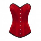 Red Satin Gothic Halloween Costume Burlesque Waist Training LONG Overbust Corset