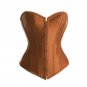 Brown Satin Gothic Burlesque Bustier Goth Halloween Costume Overbust Corset Top