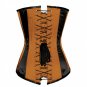 Brown & Black Satin Halloween Costume Burlesque Waist Training LONG Overbust Top