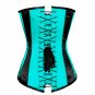 Baby Blue & Black Satin Hallowen Costume Burlesque Bustier LONG Overbust Top