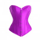 Purple Satin Gothic Burlesque Bustier Goth Halloween Costume Overbust Corset Top