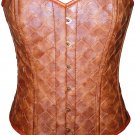 Brown Faux Leather Halloween Steampunk Waist Training Bustier Overbust Corset