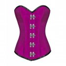 Purple Silk Goth Halloween Costume Steampunk Bustier LONG Overbust Corset