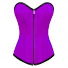 Purple Satin Goth Halloween Costume Bustier Waist Trainer LONG Overbust Corset