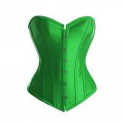 Green Satin Gothic Burlesque Bustier Goth Halloween Costume Overbust Corset Top