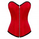 Red Satin Goth Halloween Costume Bustier Waist Training LONG Overbust Corset