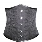 Black Brocade Halloween Steampunk Waist Training Burlesque Underbust Corset
