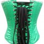 Green Satin Handmade Sequins Halloween Burlesque Bustier Party Overbust Corset
