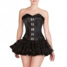 Black Satin & Lace Halloween Bustier Overbust Top & Tutu Skirt Corset Dress