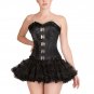 Black Satin & Lace Halloween Bustier Overbust Top & Tutu Skirt Corset Dress