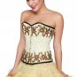 Yellow Satin Handmade Sequins Goth Halloween Costume Overbust Corset Dress