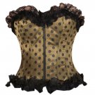 Olive Green Satin Polka Dots Halloween Burlesque Waist Training Overbust Corset