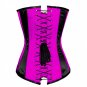 Purple Black Satin Burlesque Goth Halloween Costume LONG Overbust Corset