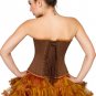 Brown Cotton Brocade &Leather Belt Halloween Burlesque Costume Underbust Corset