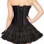 Black Velvet Halloween Burlesque Bustier Waist Training Overbust Corset Top