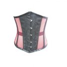 Black Brocade Pink Net HalloweenSteampunk Bustier Waist Shaper Underbust Corset