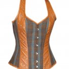 Cotton & Leather Strap Halloween Steampunk Bustier Waist Shaper Overbust Corset