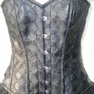 Black Faux Leather Halloween Steampunk Waist Cincher Bustier Overbust Corset