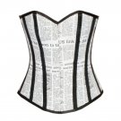 Newspaper Printed Cotton Halter Neck Halloween Burlesque Costume Overbust Corset