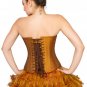 Golden Cotton Silk Sequins Halloween Costume Waist Cincher Overbust Corset Top