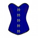Blue Silk Seal Lock Goth Halloween Costume Waist Training LONG Overbust Corset