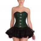 Green Black Brocade Halloween Steampunk Overbust Costume Tutu Skirt Corset Dress