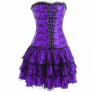 Purple Satin & Skirt Halloween Burlesque Waist Shaper Overbust Corset Dress