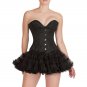 Black Brocade Halloween Burlesque Costume Overbust Top Tutu Skirt Corset Dress