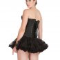 Black Brocade Halloween Burlesque Costume Overbust Top Tutu Skirt Corset Dress