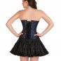 Blue Black Brocade Halloween Burlesque Overbust Costume Tutu Skirt Corset Dress