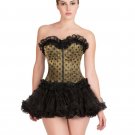 Olive Green Satin Polka Dots Halloween Overbust Top Tutu Skirt Corset Dress