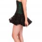 Green Black Brocade Halloween Burlesque Overbust Top & Tutu Skirt Corset Dress