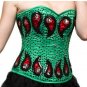 Green Corset With Red Sequins Hand Work Halloween Overbust Corset Top