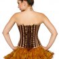 Brown Corset Jute Gothic Halloween Burlesque Bustier Waist Training Overbust Top
