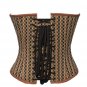 Brown Corset Checkered Print Spikes Waist Training Top Gothic Halloween Costume
