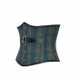 Blue Printed Corset and Black Leather Belt Waist Cincher Underbust Halloween Top