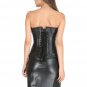 Black Corset Leather Zipper Goth Halloween Prom Dress Steampunk Overbust Dress