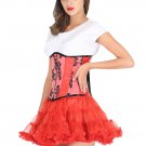 Red Corset Satin Tissue Flocking Goth Halloween Dress Burlesque Underbust Dress